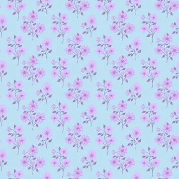 Flower pattern blue purple background Stock Illustration