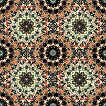 Flower Pattern Boho Brown Black Intricate Stock-Illustration