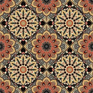 Flower Pattern Boho Brown Stock-Illustration