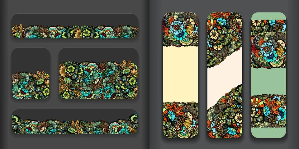 Flower pattern cards set Stock Illustration