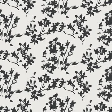 Flower pattern cream black background with meadow flowers. Illustrazione stock