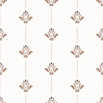 Flower pattern cream pink with lines background tulip vintage flowers Stock Illustration