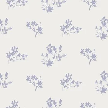 Flower pattern cream purple background with meadow flowers Illustrazione stock