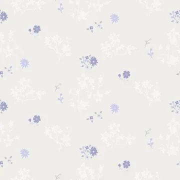 Flower pattern cream purple background with meadow flowers Illustrazione stock