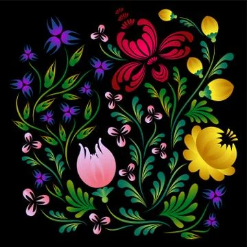Flower pattern in ethnic style Stock Illustration