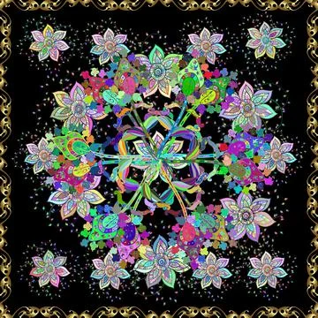 Flower pattern. Flat Flower Elements Design. Vector seamless Beautiful fabric pa 스톡 일러스트