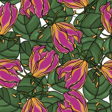 Flower pattern. Floral seamless background. Vector composition. Stock Illustration