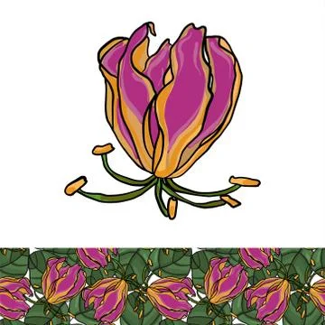 Flower pattern. Floral seamless background. Vector composition on an isolated Stock Illustration