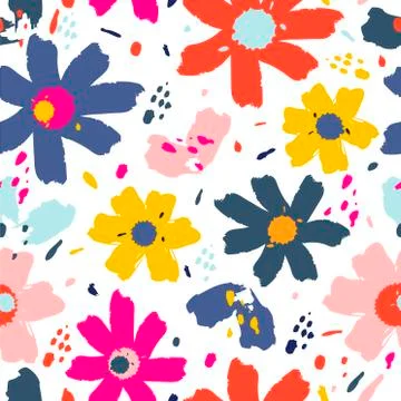 Flower pattern with flowers. Hand drawn vector illustration for your design card Stock Illustration