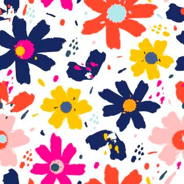 Flower pattern with flowers. Hand drawn vector illustration for your design card Illustrazione stock
