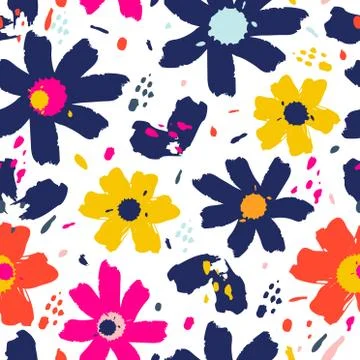Flower pattern with flowers. Hand drawn vector illustration for your design card Illustrazione stock