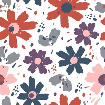 Flower pattern with flowers. Hand drawn vector illustration for your design card Stock Illustration