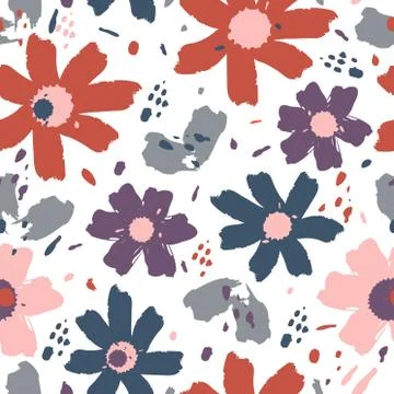 Flower pattern with flowers. Hand drawn vector illustration for your design card Stock Illustration