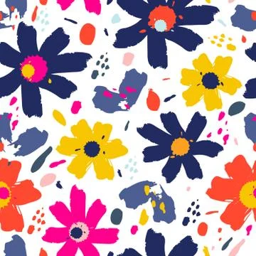 Flower pattern with flowers. Hand drawn vector illustration for your design card Stock Illustration