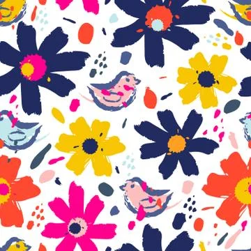 Flower pattern with flowers. Hand drawn vector illustration for your design card Stock Illustration