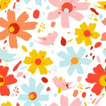 Flower pattern with flowers. Hand drawn vector illustration for your design card Stock Illustration