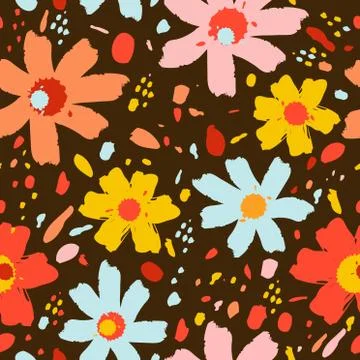 Flower pattern with flowers. Hand drawn vector illustration for your design card Stock Illustration