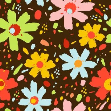 Flower pattern with flowers. Hand drawn vector illustration for your design card Stock Illustration