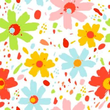 Flower pattern with flowers. Hand drawn vector illustration for your design card Stock Illustration