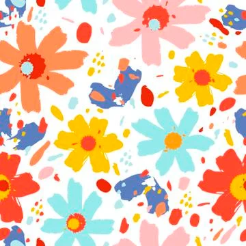 Flower pattern with flowers. Hand drawn vector illustration for your design card Stock Illustration