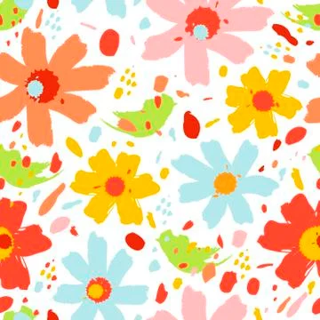 Flower pattern with flowers. Hand drawn vector illustration for your design card Stock Illustration