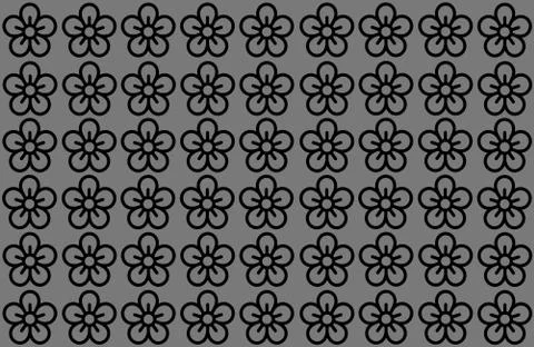 Flower Pattern with Gray Background. Petals Design spread over clear backgrou Ilustração Stock