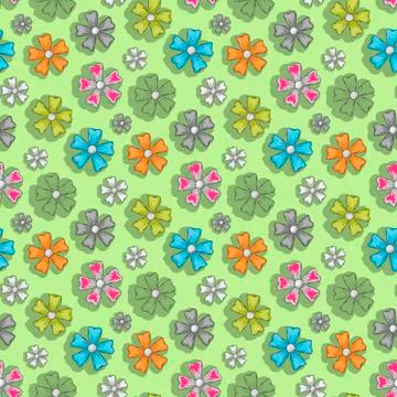 Flower pattern on a green background Stock Illustration