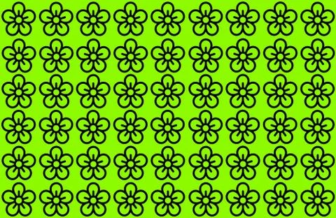 Flower Pattern with Green Background. Petals Design spread over clear backgro Ilustração Stock
