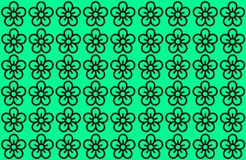 Flower Pattern with Green Background. Petals Design spread over clear backgro Ilustração Stock