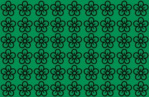 Flower Pattern with Green Background. Petals Design spread over clear backgro Stock Illustration