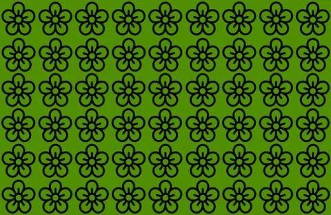 Flower Pattern with Green Background. Petals Design spread over clear backgro Ilustração Stock