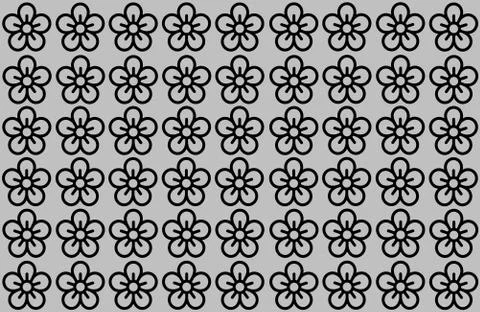 Flower Pattern with Grey Background. Petals Design spread over clear backgrou Ilustração Stock