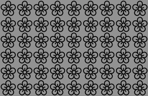 Flower Pattern with Grey Background. Petals Design spread over clear backgrou Ilustração Stock