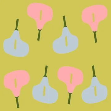 Flower pattern with hand-drawn colorful callas, botanical print. Seamless Stock Illustration