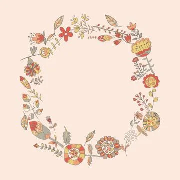 Flower pattern hand-drawn cute doodle Illustrazione stock