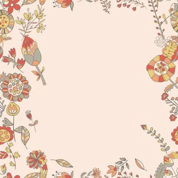 Flower pattern hand-drawn cute doodle Stock Illustration