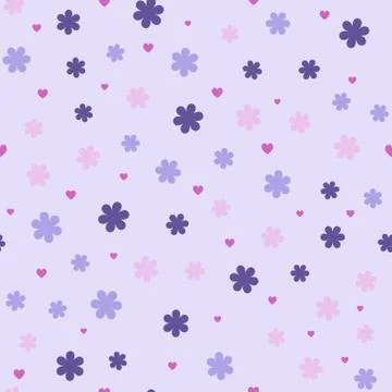 Flower pattern with hearts. Seamless vector Stock Illustration