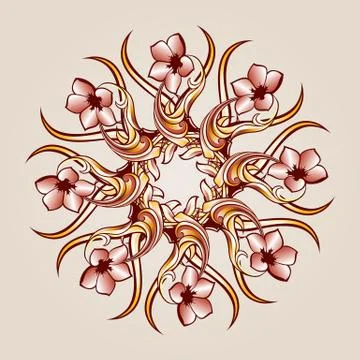 Flower pattern henna Illustrazione stock
