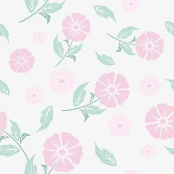 Flower pattern with leaves. Beautiful pattern with flowers on a light backgro Stock Illustration