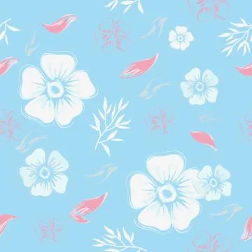 Flower pattern with leaves. Beautiful pattern with flowers on a light backgro Stock Illustration