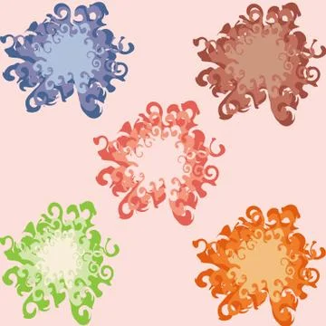 Flower pattern lilac green orange pink brown Stock Illustration