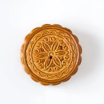 Flower pattern moon cakes on white back ground Stock Photos
