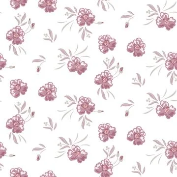 Flower pattern muted rose pink on white background 스톡 일러스트
