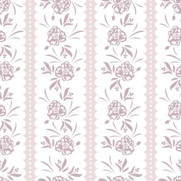 Flower pattern muted rose pink stripes on white background Stock Illustration