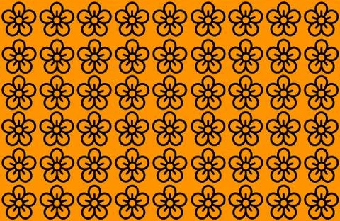 Flower Pattern with Orange Background. Petals Design spread over clear backgr Stock Illustration