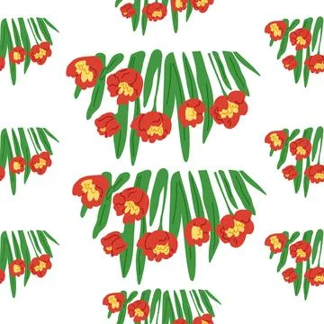 Flower pattern. The patterned wallpaper depicted variety blooming flowers Illustration