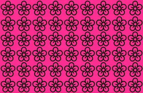 Flower Pattern with Pink Background. Petals Design spread over clear backgrou Ilustração Stock