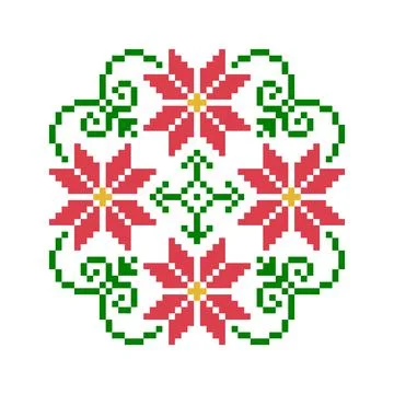 Flower pattern. Pixel flower image. Vector illustration of cross stitch Stock Illustration