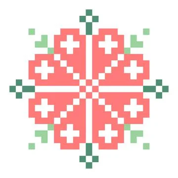 Flower pattern. Pixel flower image. Vector Illustration of pixel art. Stock Illustration
