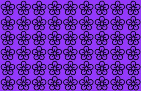 Flower Pattern with Purple Background. Petals Design spread over clear backgr Ilustração Stock